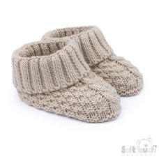 B460-BI: Biscuit Cotton Knitted Bootees